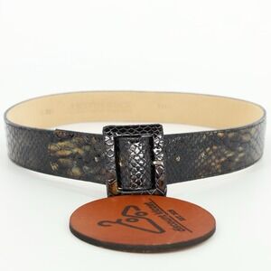 LEATHEROCK Womens Size M 32 Leather Belt Croc Embossed Made In USA